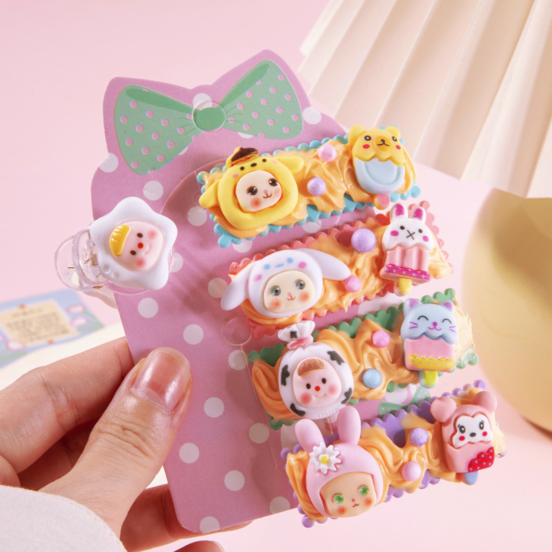 自制奶油胶DIY发夹抓夹卡通可爱手工材料包配件BB夹发夹卡批发-阿里巴巴